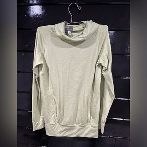 Ibex Green Wool Cowl Neck Long Sleeve Hoodie